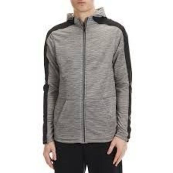 SPYDER Active Sz L Full Zip Hoodie Gray Black Athletic Jacket - Picture 1 of 9